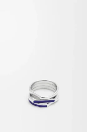 Anillo apilado de plata de ley y esmalte