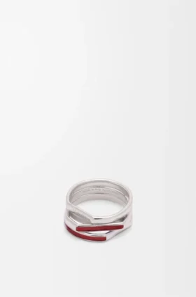 Anillo apilado de plata de ley y esmalte