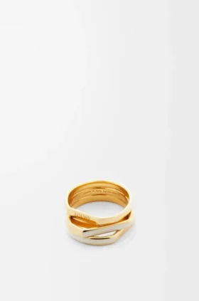 Anillo apilado de plata de ley y esmalte