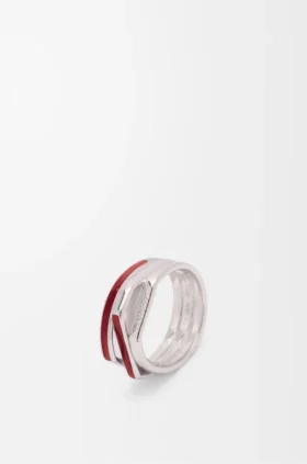 Anillo apilado de plata de ley y esmalte