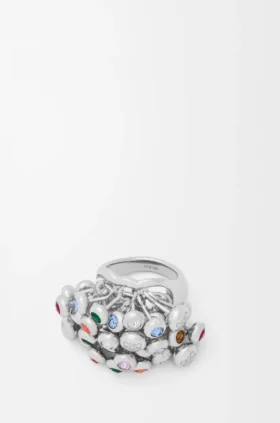 Anillo de pasador en plata de ley y cristales
