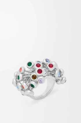 Anillo de pasador en plata de ley y cristales