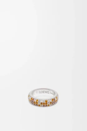 Anillo fino con pavé de plata de ley y cristales