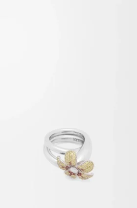 Anillo «Flor» de plata de ley y cristales