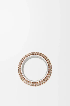 Anillo grande con pavé de plata de ley y cristales