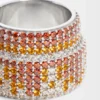 Anillo grande con pavé de plata de ley y cristales