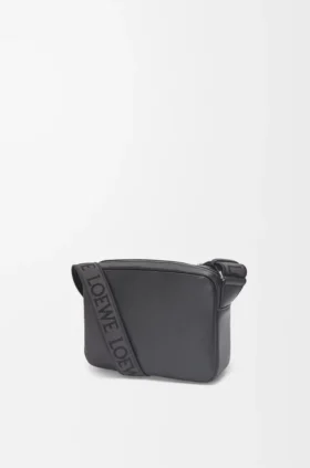 Bandolera Military XS en piel de becerro lisa y suave y jacquard