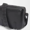 Bandolera Military XS en piel de becerro lisa y suave y jacquard