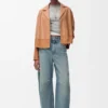 Blusa tipo pijama en piel de cordero napa
