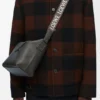 Bolso bandolera Cubi pequeño en piel de becerro lisa y suave con jacquard