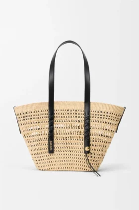 Bolso «Braid Basket» mediano de palma de iraca y piel de becerro
