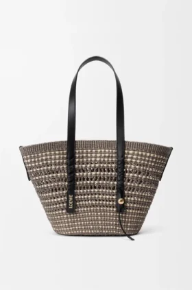 Bolso «Braid Basket» mediano de palma de iraca y piel de becerro