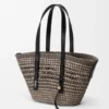 Bolso «Braid Basket» mediano de palma de iraca y piel de becerro