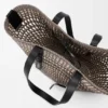Bolso «Braid Basket» mediano de palma de iraca y piel de becerro