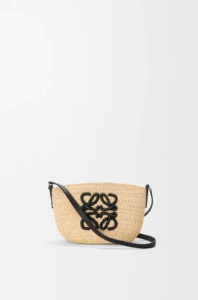 Bolso de mano Eclipse en rafia y piel de becerro