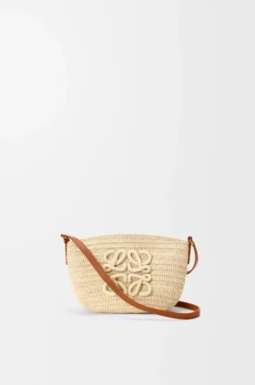Bolso de mano Eclipse en rafia y piel de becerro