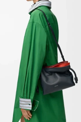 Bolso de mano «Flamenco» en miniatura con capas, en piel de becerro napa
