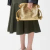 Bolso de mano Flamenco mediano en piel de cordero laminada