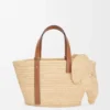 Bolso «Elephant Basket» de rafia y piel de becerro