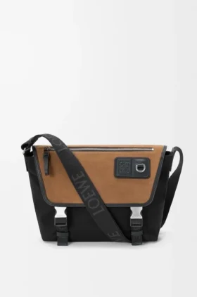 Bolso Flex Messenger mediano en lona y ante