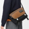 Bolso Flex Messenger mediano en lona y ante
