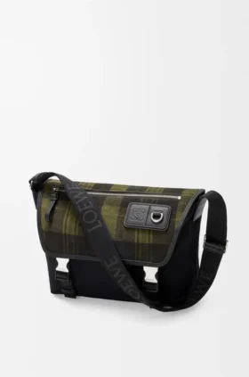 Bolso Flex Messenger mediano en lona y ante cepillado