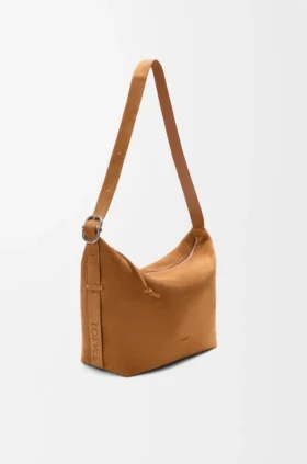 Bolso hobo «Loop» grande en piel de becerro de ante