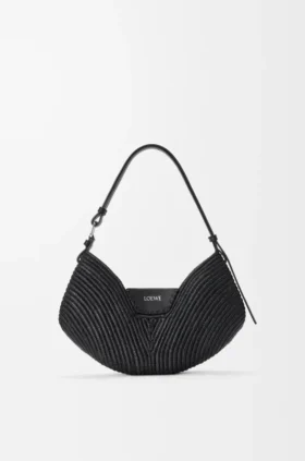 Bolso Loewe Swing mediano de rafia y piel de becerro