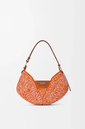 Bolso Loewe Swing mediano de rafia y piel de becerro