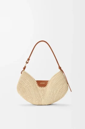 Bolso Loewe Swing mediano de rafia y piel de becerro