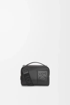 Bolso mini cruzado para cámara en piel de becerro satinada