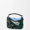 Bolso pequeño «Futurist Cat» Puzzle en punto bordado y piel de becerro clásica