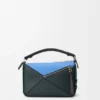 Bolso pequeño «Futurist Cat» Puzzle en punto bordado y piel de becerro clásica