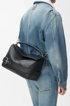 Bolso Puzzle Biker grande en piel de becerro brillante