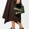 Bolso Puzzle Edge pequeño en rafia y piel de becerro