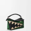 Bolso Puzzle Edge pequeño en rafia y piel de becerro