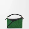 Bolso Puzzle Edge pequeño en rafia y piel de becerro