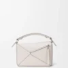 Bolso Puzzle pequeño con flecos en piel de becerro clásica