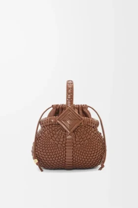 Bolso redondo tipo cesta «Diamond» en piel de becerro