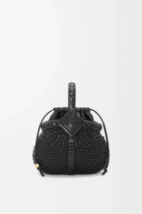 Bolso redondo tipo cesta «Diamond» en piel de becerro