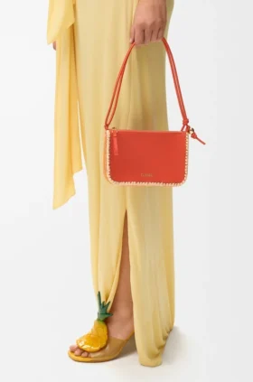 Bolso «Rio» en piel de becerro clásica y rafia