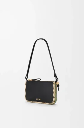 Bolso «Rio» en piel de becerro clásica y rafia