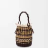 Bolso tipo cubo de cordón y piel