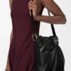 Bolso tote drapeado en piel de cordero napa suave