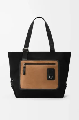 Bolso tote Flex con cremallera en lona y ante