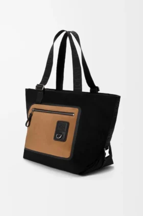 Bolso tote Flex con cremallera en lona y ante