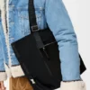 Bolso tote Flex con cremallera en lona y ante