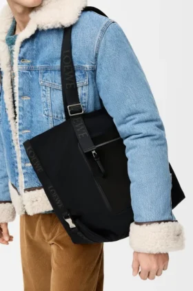 Bolso tote Flex con cremallera en lona y ante