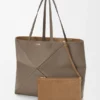 Bolso tote grande horizontal «Puzzle Fold» en piel de becerro de grano suave