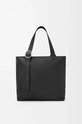 Bolso tote «Loop» con cremallera en piel de becerro granulada y flexible